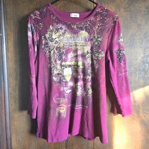 Cactus Chardonnay Wine Theme Graphic Top, XL (PTP=18.5")